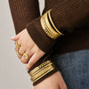 Wholesale Stainless Steel Geometric Hollow Zircon Ring Buckle Bracelet Set 18K Gold Plated Accessories