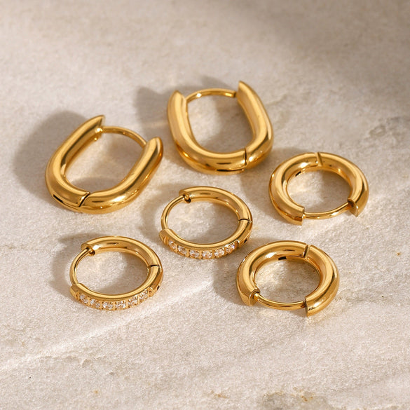 Wholesale Stainless Steel Geometric Hoop Earrings With Diamonds Electroplated For Women