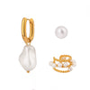 Wholesale Stainless Steel Geometric Imitation Pearl Ear Clip Earrings Electroplated For Women