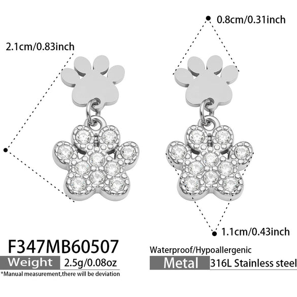 Wholesale Stainless Steel Geometric Inlaid 5A Zircon Electroplated Women's Niche Style Earrings