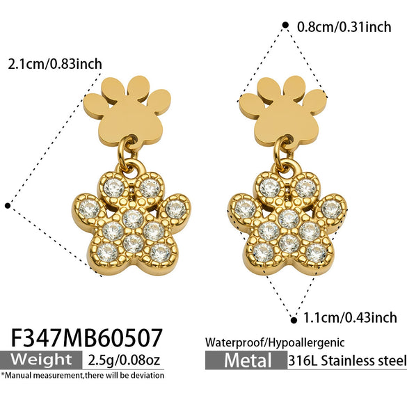 Wholesale Stainless Steel Geometric Inlaid 5A Zircon Electroplated Women's Niche Style Earrings