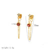 Wholesale Stainless Steel Geometric Inlaid Stone Tassel Earrings For Women With Electroplating Treatment Fashion And Simple Style