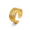 Wholesale Stainless Steel Geometric Ins Style Opening Adjustable Ring For Women With 18K Gold Plated Electroplating