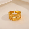 Wholesale Stainless Steel Geometric Ins Style Opening Adjustable Ring For Women With 18K Gold Plated Electroplating