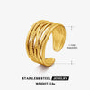 Wholesale Stainless Steel Geometric Ins Style Opening Adjustable Ring For Women With 18K Gold Plated Electroplating