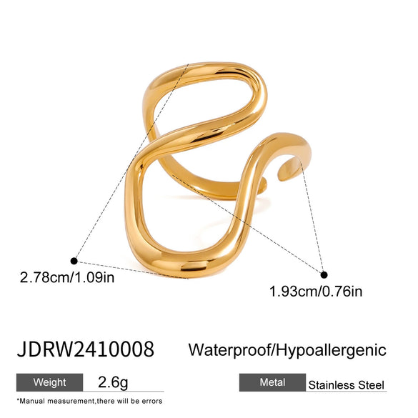 Wholesale Stainless Steel Geometric Irregular Adjustable Opening Ring For Women With Electroplating Design