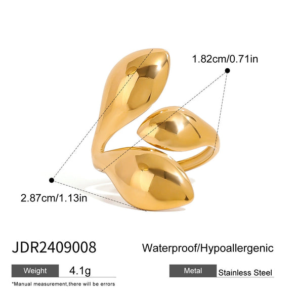 Wholesale Stainless Steel Geometric Irregular Drop Shaped Opening Ring Jewelry With Electroplating