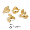 Wholesale Stainless Steel Geometric Irregular Drop Shaped Opening Ring Jewelry With Electroplating