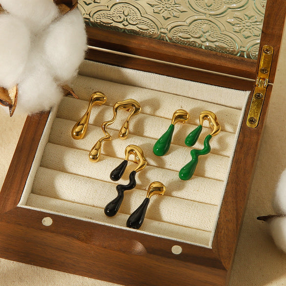 Wholesale Stainless Steel Geometric Irregular Earrings For Women With Electroplating Treatment