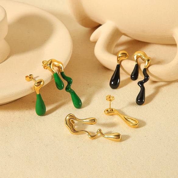 Wholesale Stainless Steel Geometric Irregular Earrings For Women With Electroplating Treatment