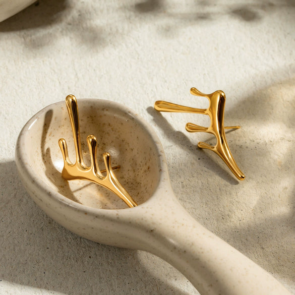 Wholesale Stainless Steel Geometric Irregular Liquid Earrings Jewelry With Electroplating For Women