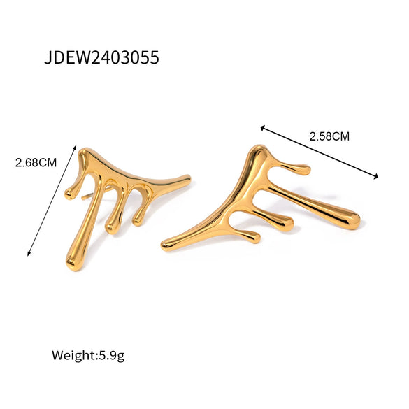 Wholesale Stainless Steel Geometric Irregular Liquid Earrings Jewelry With Electroplating For Women