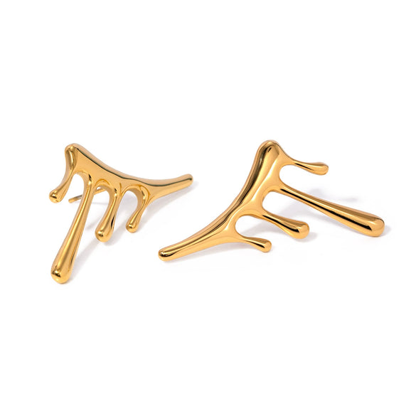Wholesale Stainless Steel Geometric Irregular Liquid Earrings Jewelry With Electroplating For Women