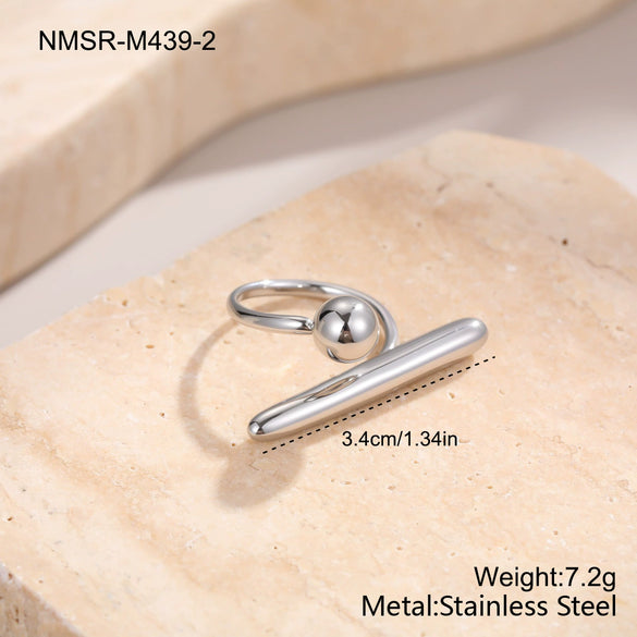 Wholesale Stainless Steel Geometric Irregular Open Electroplated Ring For Women Light Luxury Style