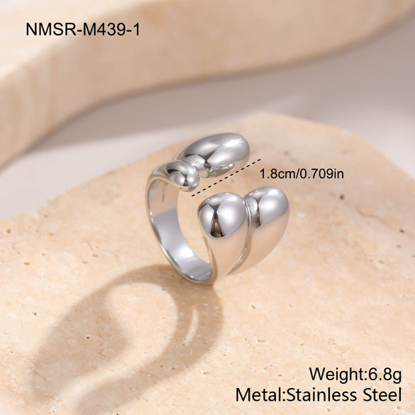 Wholesale Stainless Steel Geometric Irregular Open Electroplated Ring For Women Light Luxury Style
