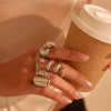 Wholesale Stainless Steel Geometric Irregular Open Electroplated Ring For Women Light Luxury Style