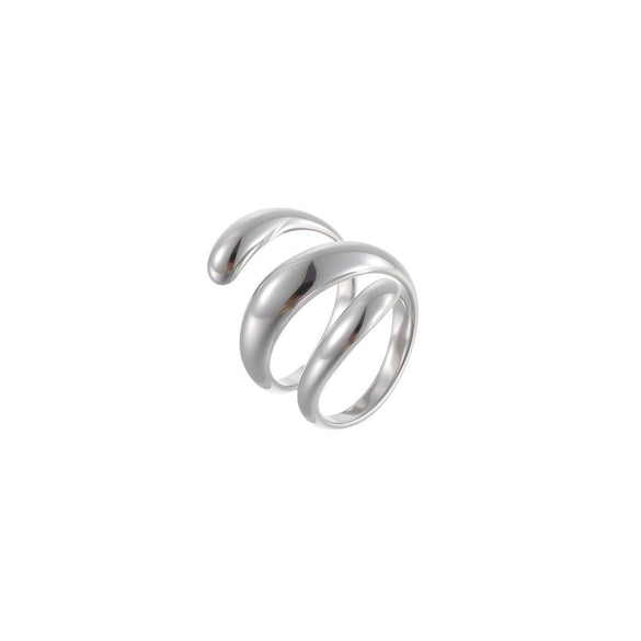 Wholesale Stainless Steel Geometric Irregular Open Electroplated Ring For Women Light Luxury Style