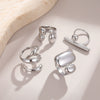 Wholesale Stainless Steel Geometric Irregular Open Electroplated Ring For Women Light Luxury Style