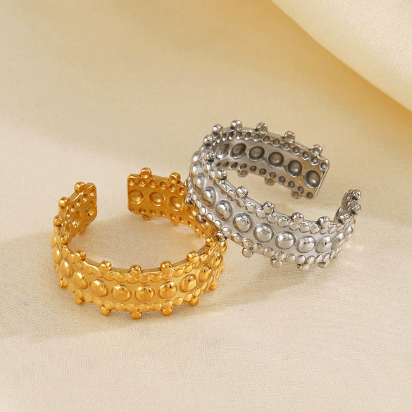Wholesale Stainless Steel Geometric Irregular Open Ring For Women With Electroplating Treatment