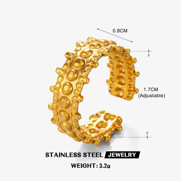 Wholesale Stainless Steel Geometric Irregular Open Ring For Women With Electroplating Treatment