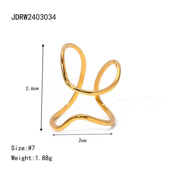 Wholesale Stainless Steel Geometric Irregular Opening Ring Electroplated Hand Jewelry