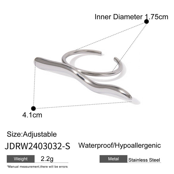 Wholesale Stainless Steel Geometric Irregular Opening Ring Electroplated Hand Jewelry
