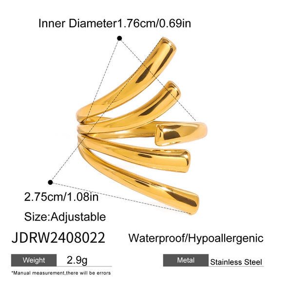 Wholesale Stainless Steel Geometric Irregular Opening Ring Electroplated Hand Jewelry