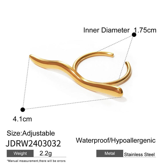 Wholesale Stainless Steel Geometric Irregular Opening Ring Electroplated Hand Jewelry