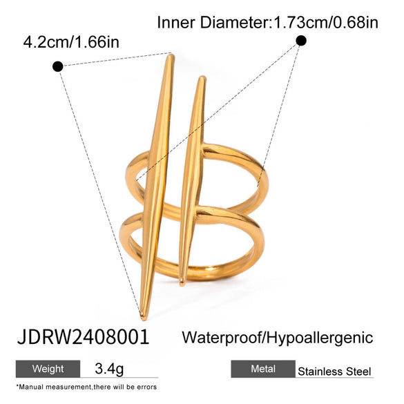 Wholesale Stainless Steel Geometric Irregular Opening Ring Electroplated Hand Jewelry