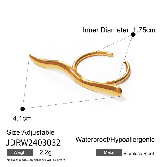 Wholesale Stainless Steel Geometric Irregular Opening Ring With Electroplating Simple Design For Women