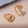 Wholesale Stainless Steel Geometric Irregular Opening Zircon Ring With Electroplating For Women Light Luxury Style