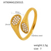 Wholesale Stainless Steel Geometric Irregular Opening Zircon Ring With Electroplating For Women Light Luxury Style