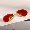 Wholesale Stainless Steel Geometric Irregular Red Natural Stone Earrings With Electroplating