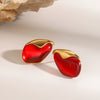 Wholesale Stainless Steel Geometric Irregular Red Natural Stone Earrings With Electroplating