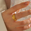 Wholesale Stainless Steel Geometric Irregular Shaped Ring For Women With Vacuum Plating And Bright Polishing
