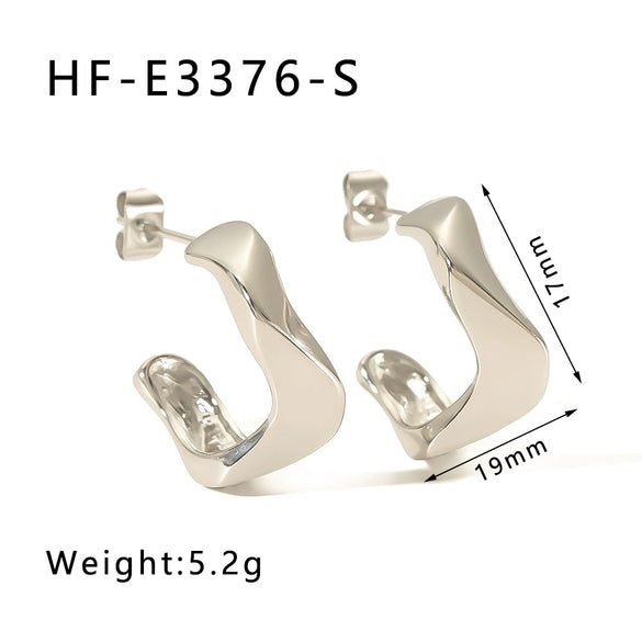 Wholesale Stainless Steel Geometric Irregular Twisted Earrings For Women With Electroplating Treatment