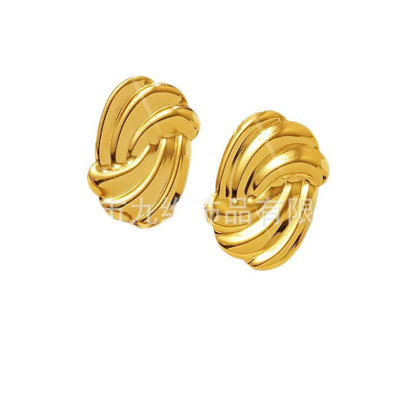 Wholesale Stainless Steel Geometric Irregular Twisted Earrings For Women With Polish Design