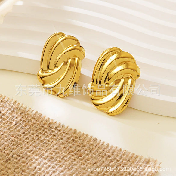 Wholesale Stainless Steel Geometric Irregular Twisted Earrings For Women With Polish Design