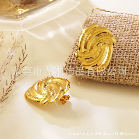 Wholesale Stainless Steel Geometric Irregular Twisted Earrings For Women With Polish Design