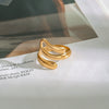 Wholesale Stainless Steel Geometric Irregular Twisted Spiral Ring With 18K Gold Electroplating