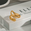 Wholesale Stainless Steel Geometric Irregular Twisted Spiral Ring With 18K Gold Electroplating