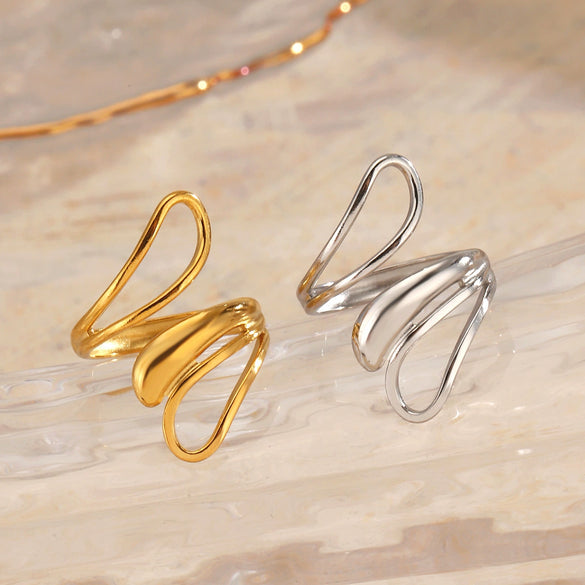 Wholesale Stainless Steel Geometric Lady Hip Hop Vacuum Electroplated Ring