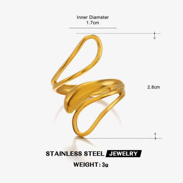 Wholesale Stainless Steel Geometric Lady Hip Hop Vacuum Electroplated Ring