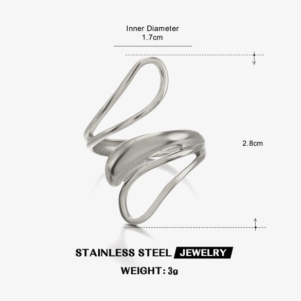 Wholesale Stainless Steel Geometric Lady Hip Hop Vacuum Electroplated Ring
