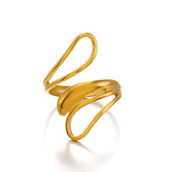 Wholesale Stainless Steel Geometric Lady Hip Hop Vacuum Electroplated Ring