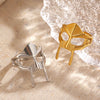 Wholesale Stainless Steel Geometric Lady's Hiphop Style Ring With 18K Goldplated Electroplating