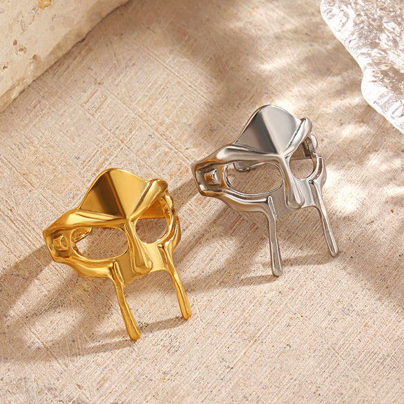 Wholesale Stainless Steel Geometric Lady's Hiphop Style Ring With 18K Goldplated Electroplating