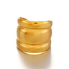 Wholesale Stainless Steel Geometric Lady's Open Hip Hop Ring With 18K Gold Plated Electroplating