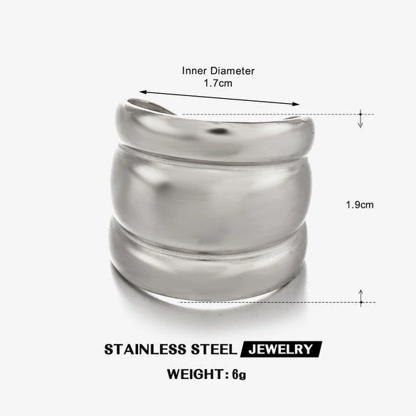 Wholesale Stainless Steel Geometric Lady's Open Hip Hop Ring With 18K Gold Plated Electroplating