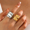Wholesale Stainless Steel Geometric Lady's Open Hip Hop Ring With 18K Gold Plated Electroplating